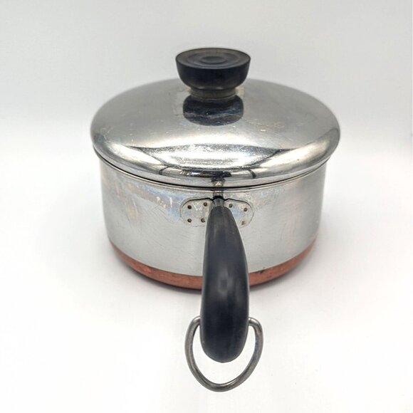 1801 REVERE WARE 1 Quart Copper Bottom Sauce Pan Pot & Lid, Rome, NY, EUC! - Picture 3 of 6